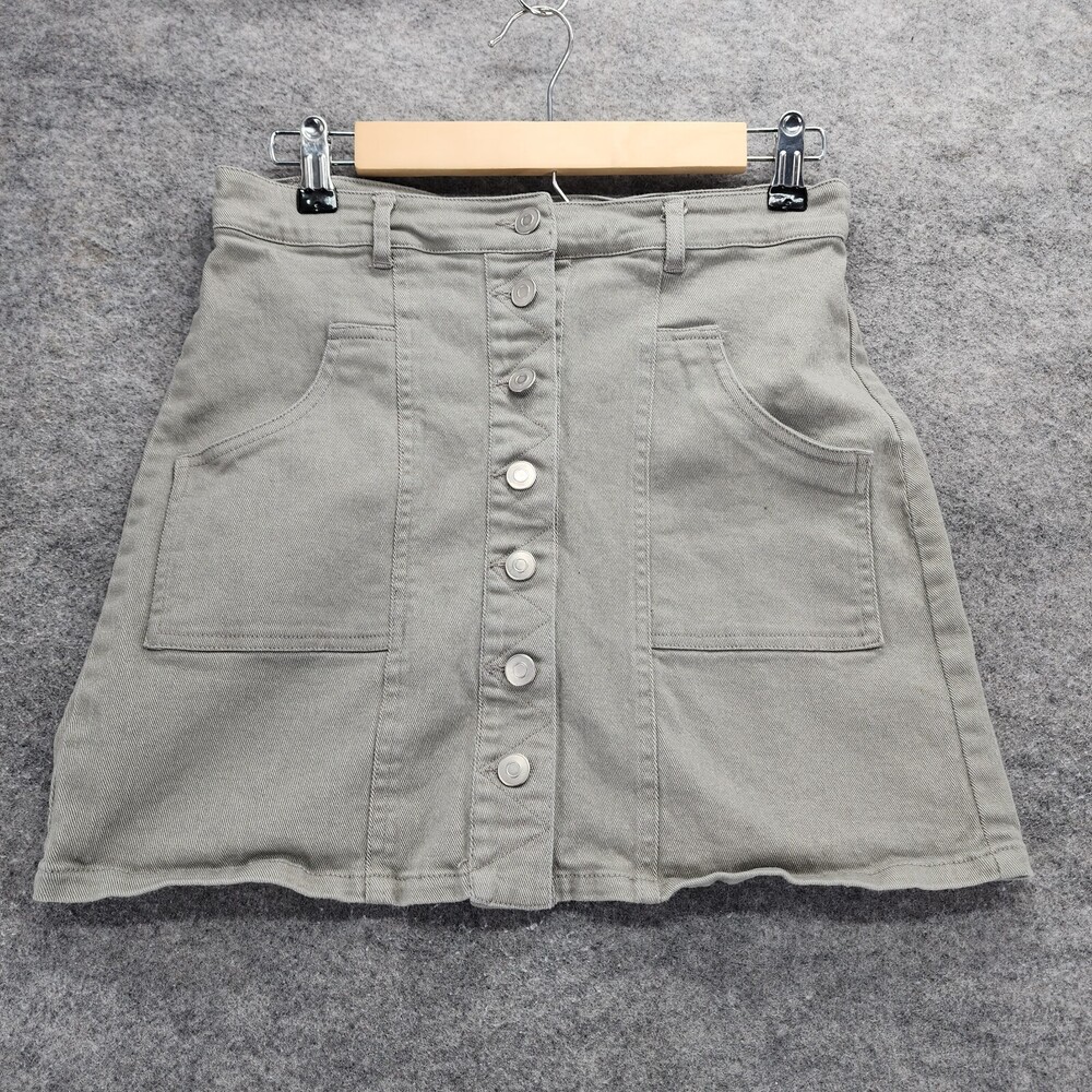 Altar'd State Skirt Womens Small Mini Button Front Green